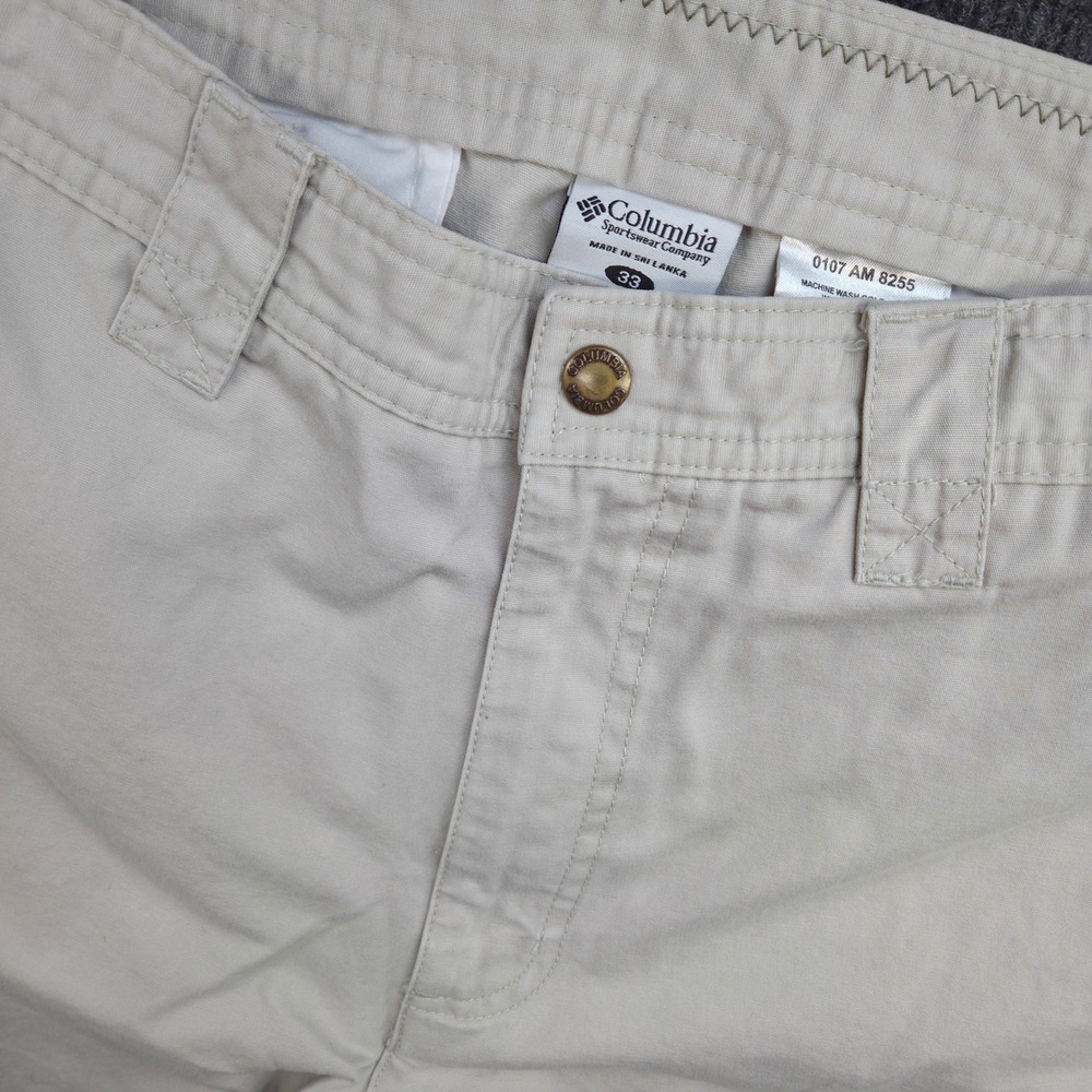 Columbia Mens 33x32 Beige Cotton Utility Pants Relaxed Fit Cargo Hiking Gorpcore